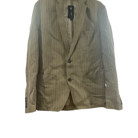 Men's Olive Striped Blazer - Picture 1 of 5
